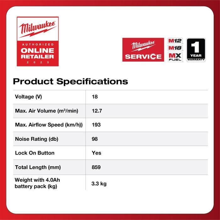 Milwaukee M18 FUEL Blower - Tanpa Baterai