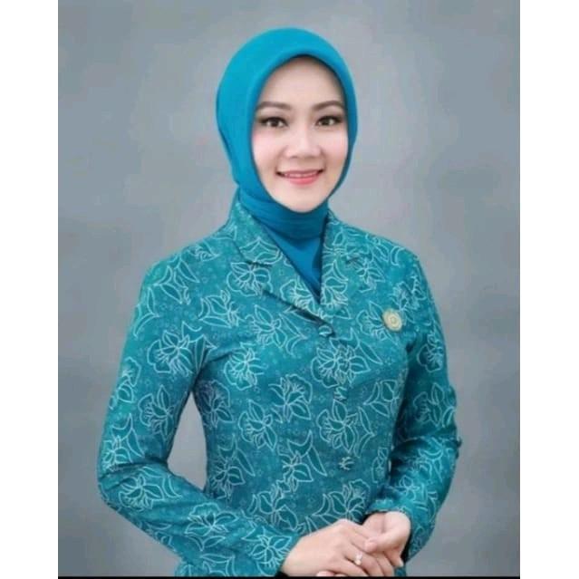 baju pkk nasional wanita warna hijau tosca lapis furing halus premium seragam blazer