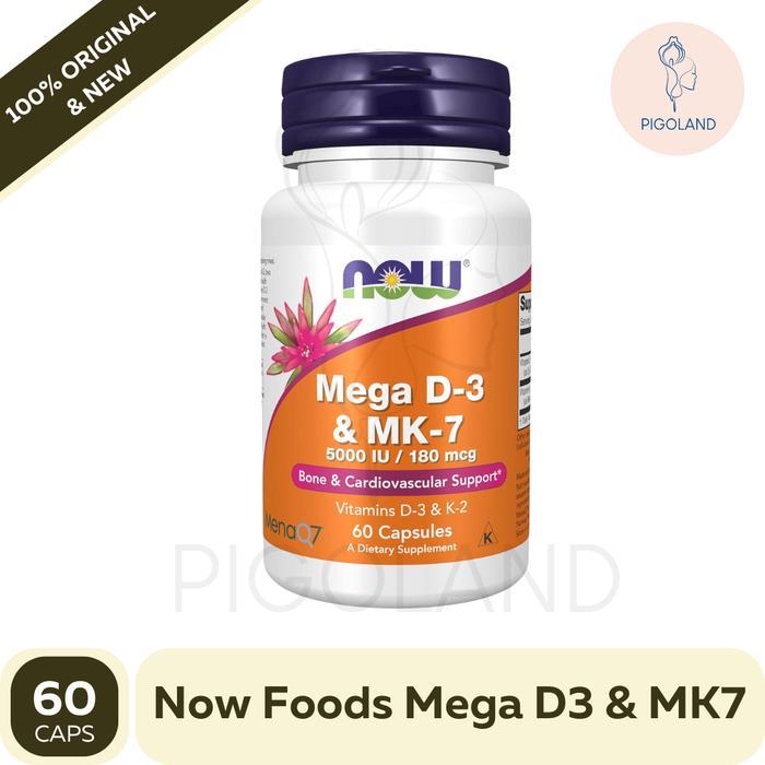 Now Foods Mega D-3 MK-7 Vitamin D3 MK7 MK 7 Bone Cardiovascular 60 Veg