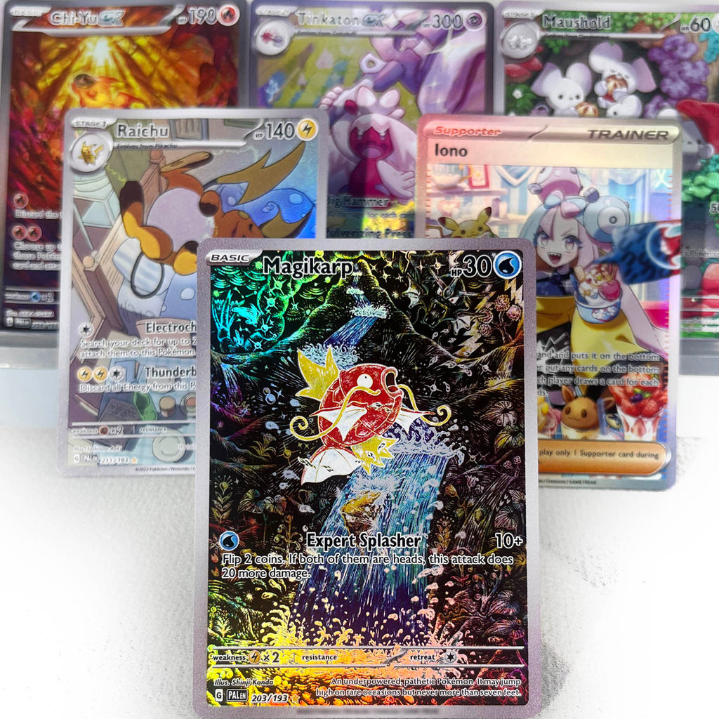Paldea Evolved PKM Cards PTCG4-C GX Rainbow Magikarp Raichu Tyranitar Iono Rare Collection Battle