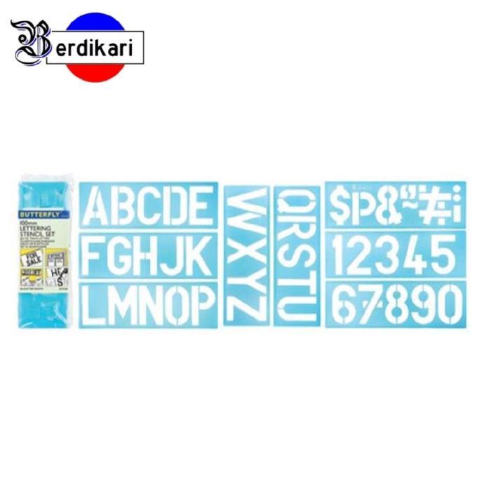 Penggaris Sablon Huruf & Angka 10 Cm Jumbo Butterfly Bt 860 Mal Abjad