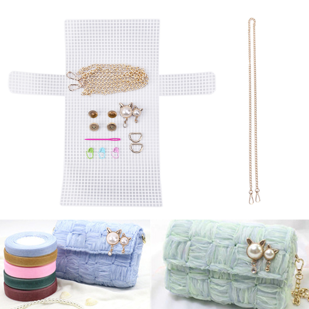 DIY Knitting Crochet Bags Kit Acrylic Yarns Weaving Bag Making Materials Blank Mesh Plastic Canvas