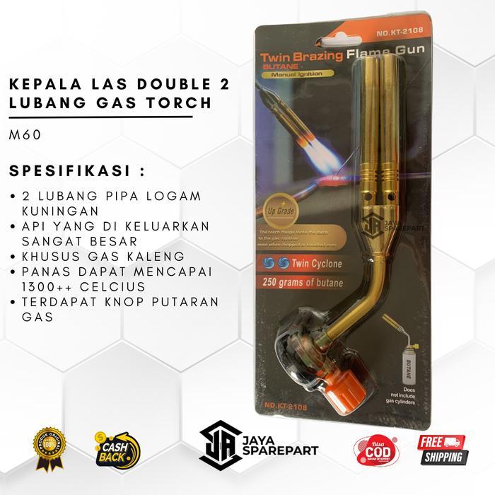 KEPALA LAS DOUBLE 2 LUBANG GAS TORCH - ALAT BAKAR MAKANAN - UNTUK GAS KALENG TERBAIK