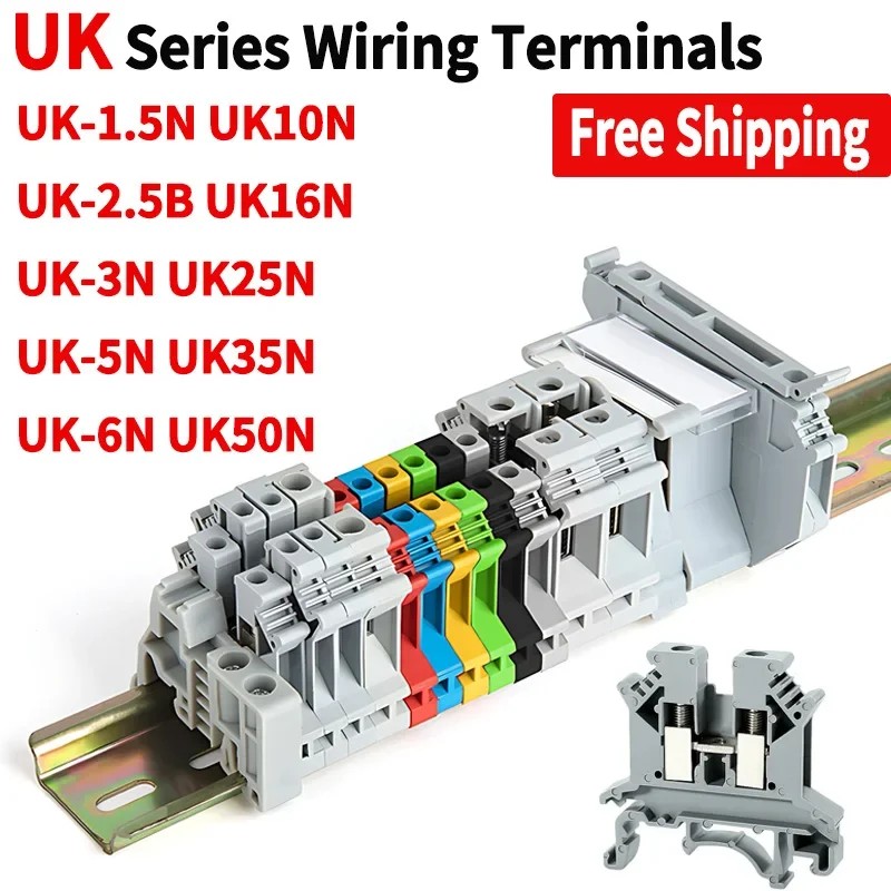 Superior UK Terminals Screw Clamp Connector for Wiring, Brass DIN Rail Connector,