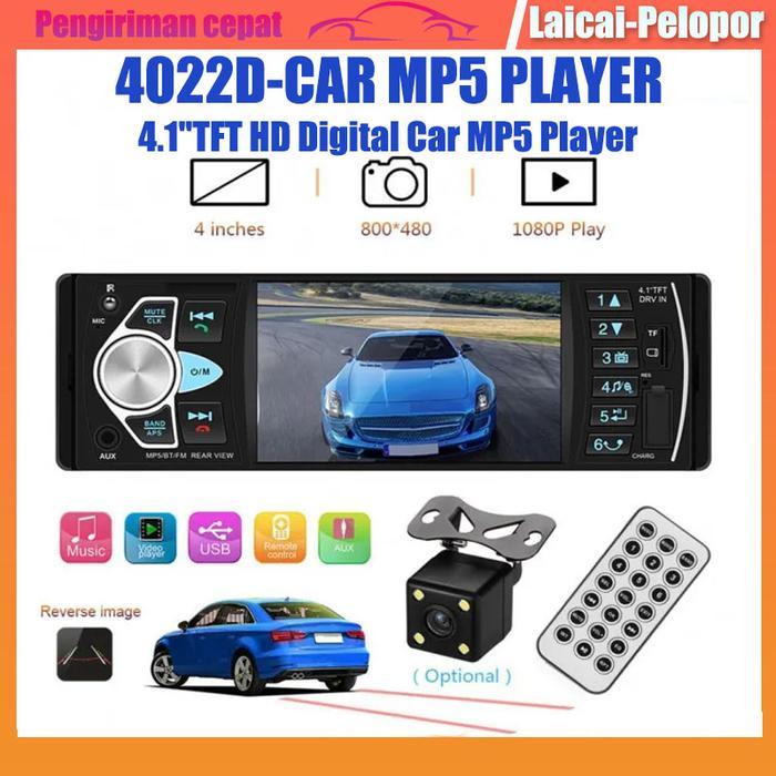Single Din 4022D LCD 4.1 Inch Monitor Tape Audio Tape Mobil Bluetooth MP5 Parkir Monitor