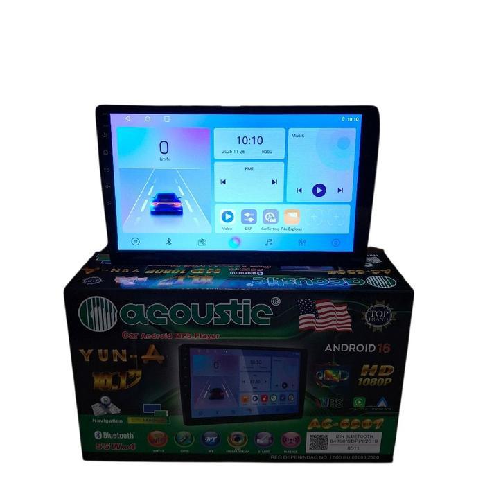 Head Unit Android 10 Inch Acoustic Ac-6907 Ram 4+128 Support Android Auto+Carplay New