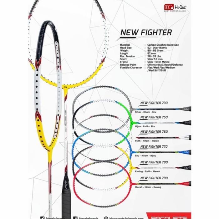TERBARU Raket Badminton HIQUA HQ NEW FIGHTER 730/750/760/770/780/790 +GRIP ORI