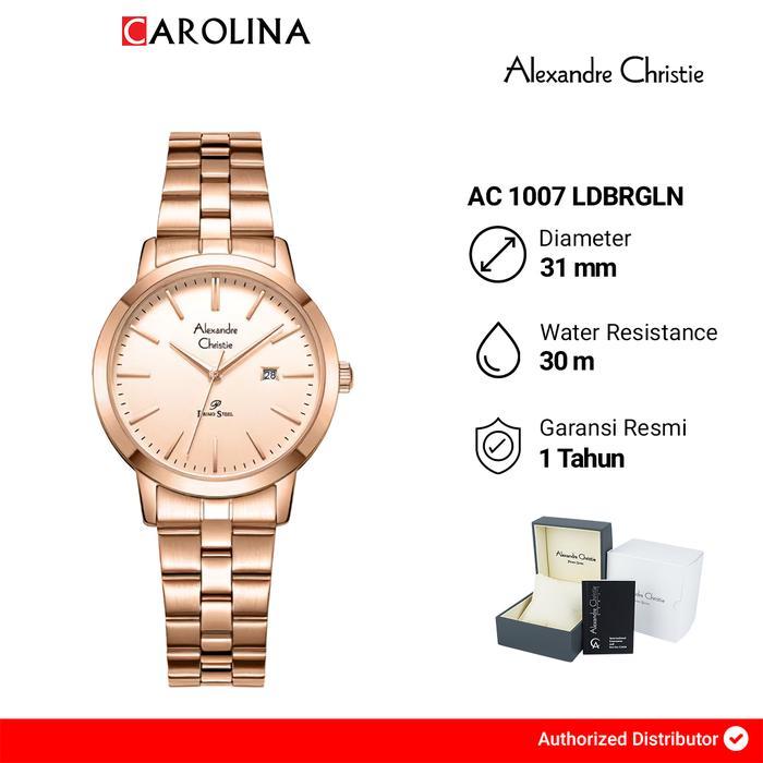 Jam Tangan Wanita Alexandre Christie Primo Steel AC 1007 LDBRGLN Rose Dial Rose Gold Stainless Steel