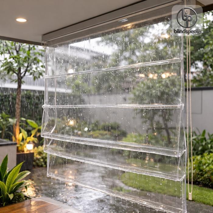 Roman Shade Monsoon Pvc 0,5 Ready Stok Roller Blinds Tahan Air - Tirai Plastik Outdoor - Krey Gulung