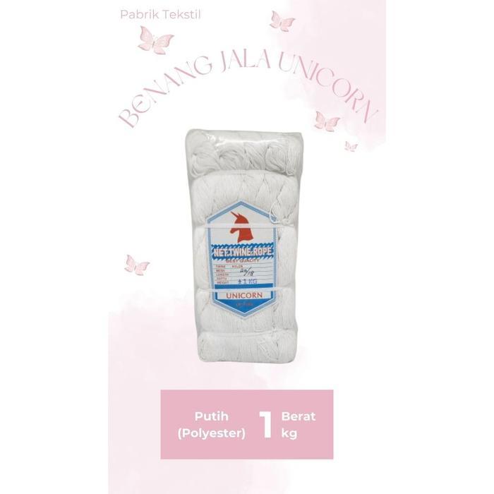Benang Jala Polyester Unicorn / Benang Jala PE / Putih / 1kg / benang Rajut/Tali