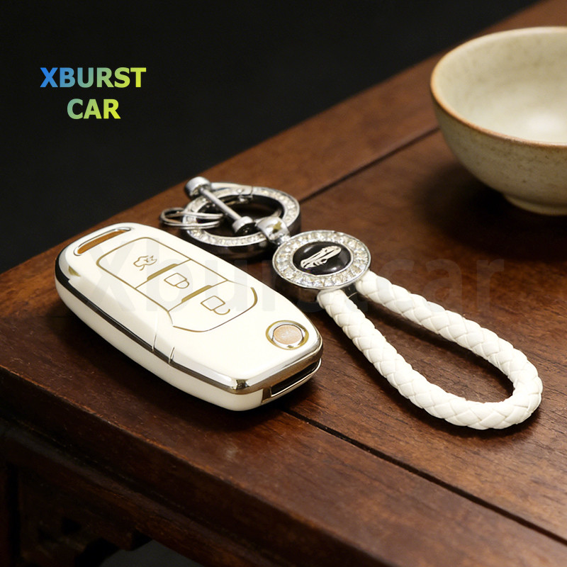Auto Keyless Accessories Car Key Case Cover Keychain Shell for Ford Fiesta Mk8 Everest Ranger Figo