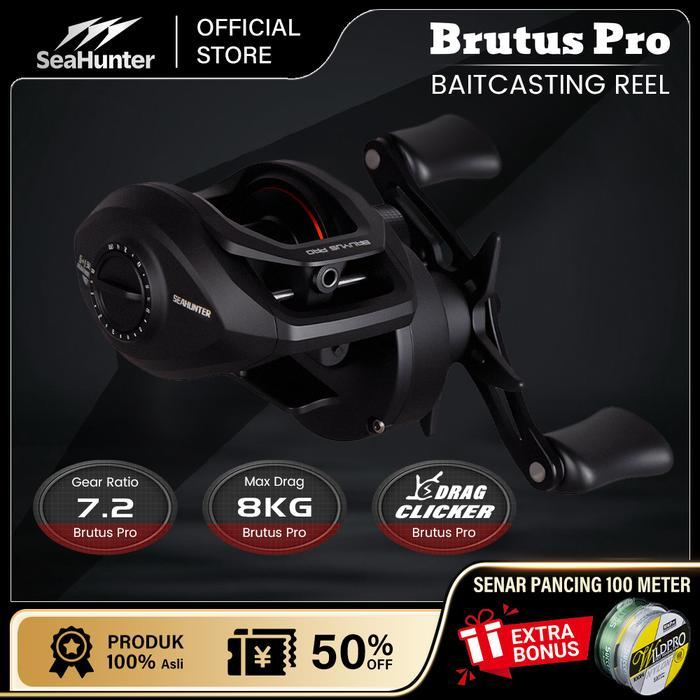 Falcon Fishing - Brutus Pro Black Reel Pancing Baitcasting Fishing Reel, Drag Clicker, 5+1 Ball