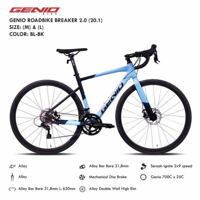 Sepeda RoadBike 700C GENIO BREAKER 2.0 Disc Brake 2x9 Speed