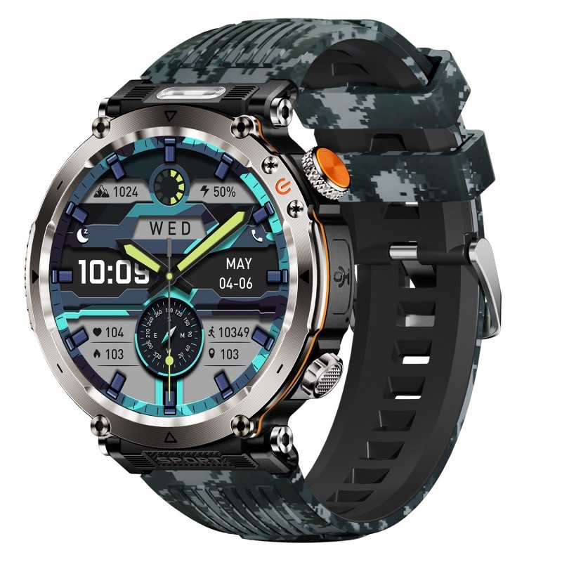 HT30 Outdoor Sports Watchproof Smartwatch Men With Flashlight Compass BT Calls Remote Control