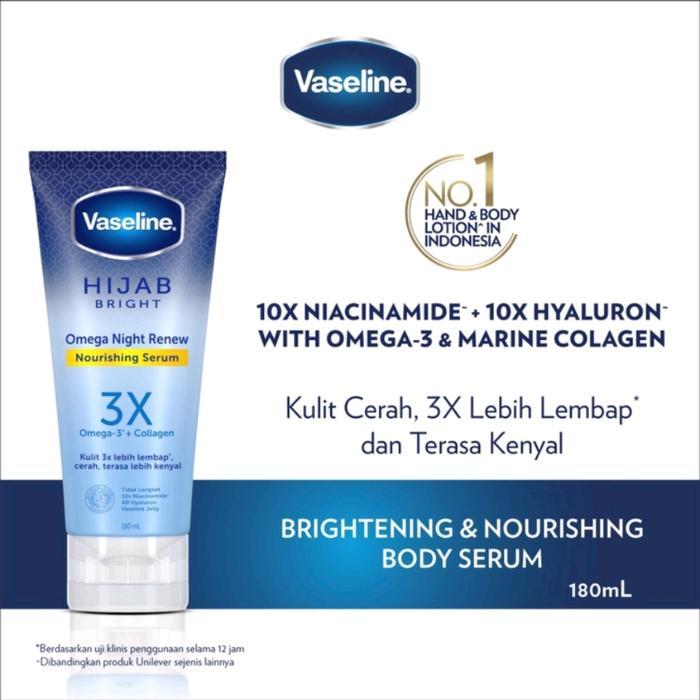READY STOCK vaseline hijab bright omega night renew nourishing serum 180ml