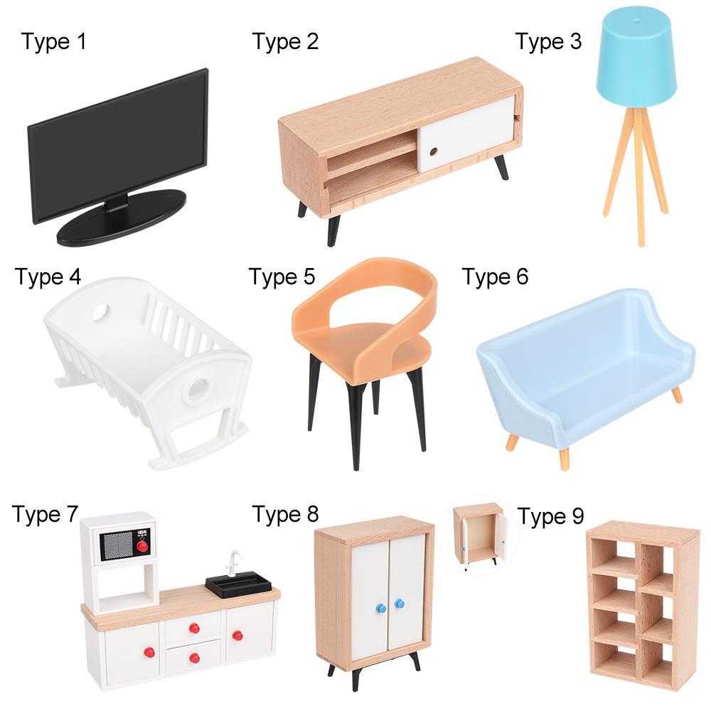 Miniature Sofa TV Cabinet Wardrobe For 1:12 Scale Dollhouse Furniture Mini Furnishing Scene Model