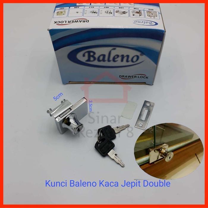 Kunci Kaca Jepit DOUBLE Baleno Pintu Lemari .