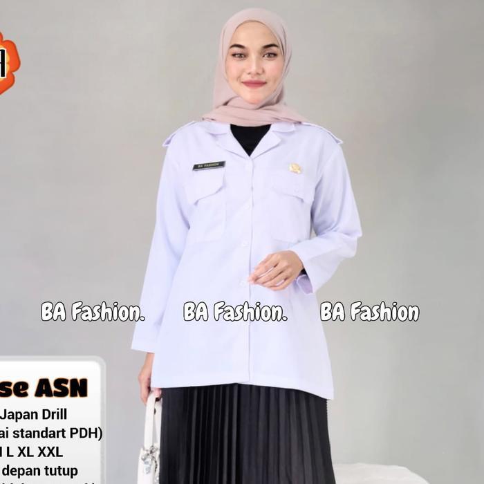 cod blouse pdh putih wanita lengan panjang / seragam guru blus pppk / baju wanita asn putih /