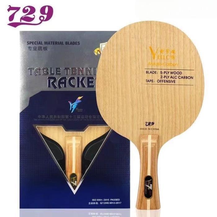 Bet Friendship 729 Yellow Arylate Carbon 7 ALC - Kayu Pingpong Bet Friendship RITC Bat Blade Tenis
