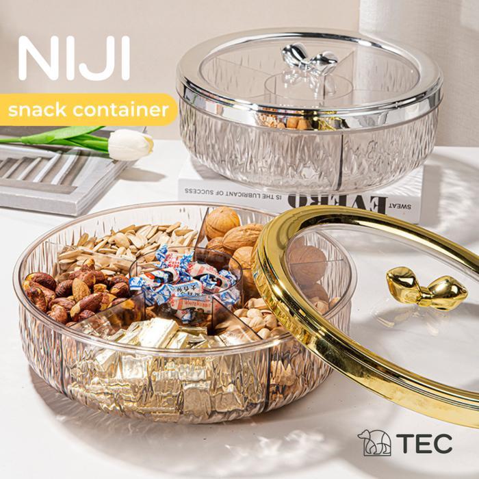 TECNIJI Toples Kue Permen Snack Aesthetic Toples Lebaran Rak Putar Kue Kering Toples Sekat Toples