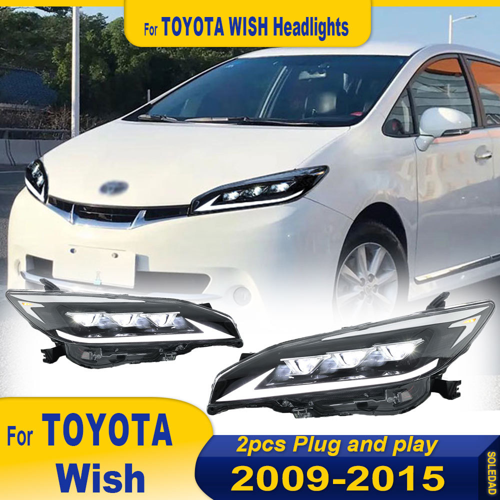 Car Head Lamp For Toyota Wish Headlight 2009-2015 Full LED Car Lamps Daytime Running Lights Dynamic