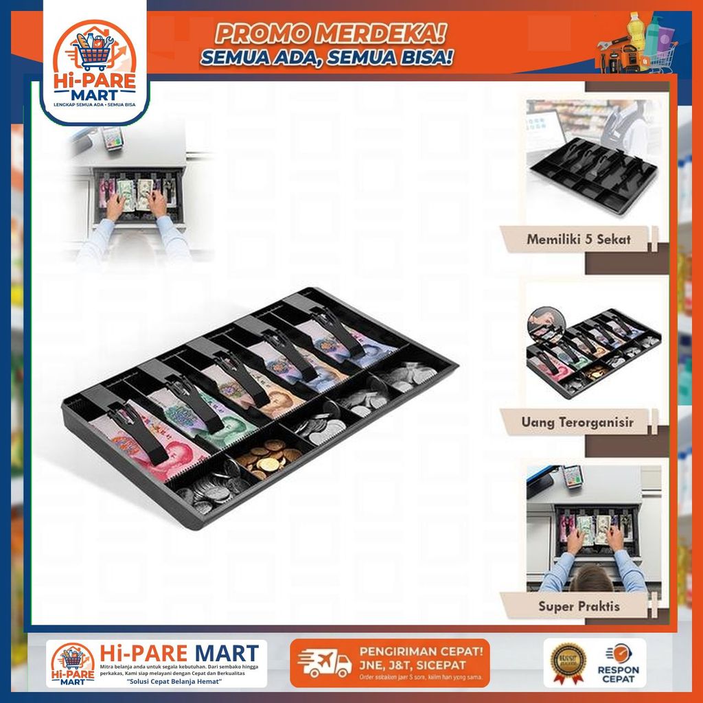 CASH DRAWER LACI KASIR PLASTIK TEBAL KOTAK TEMPAT UANG DALAM TRAY 5+4 9 SEKAT UNTUK TOKO WARUNG PACK
