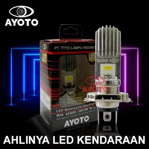 Lampu Motor Depan Headlamp Led H4 Ayoto Ac Dc M3A Original Ayoto Ori