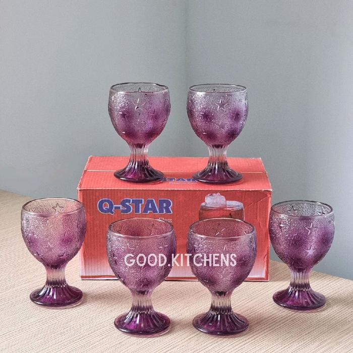 G232 [6 Pcs] Gelas Sloki Bintang Kaca Gelas Kaki Gelas Souvenir Gelas Kopi Gelas Minum Gelas