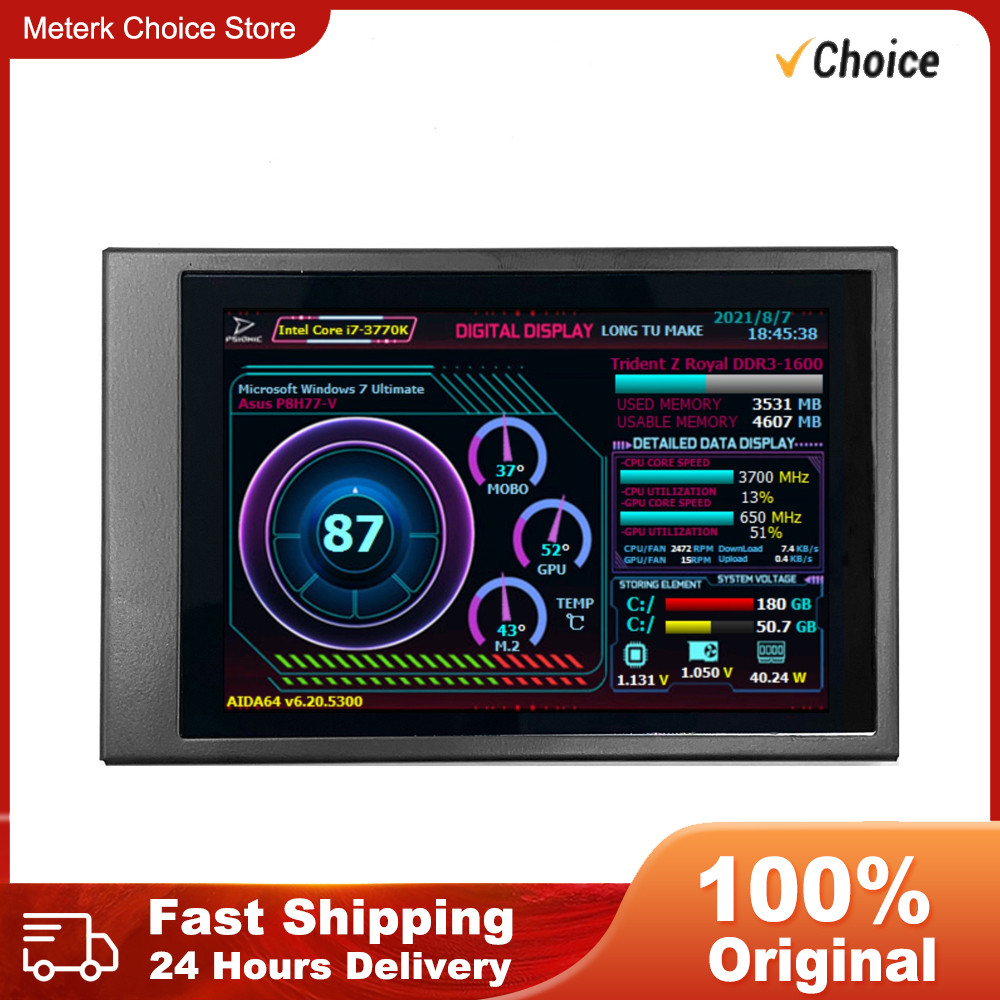 3.5 Inch IPS Display Secondary Screen Mini Monitor Horizontal Vertical 360° Rotation Dual Type-C Por