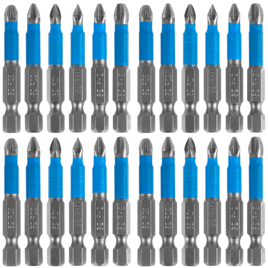20Pcs Cross Head Screwdriver Bits S2 Alloy Steel Screwdriver Magnetic Electric Impact Hex Shank 50mm