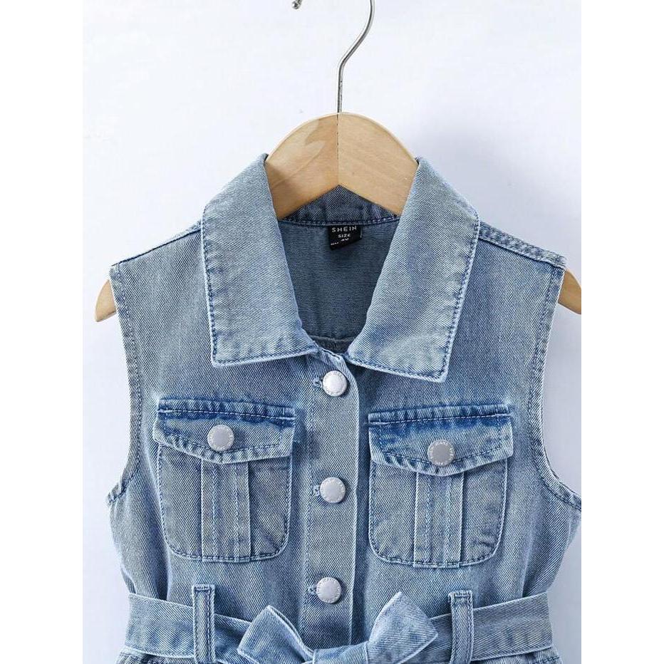 Sale- Clara Dress - Twisty Ruffle Dress Belt Jeans Anak Perempuan Usia 1-7 Tahun Setelan Denim One