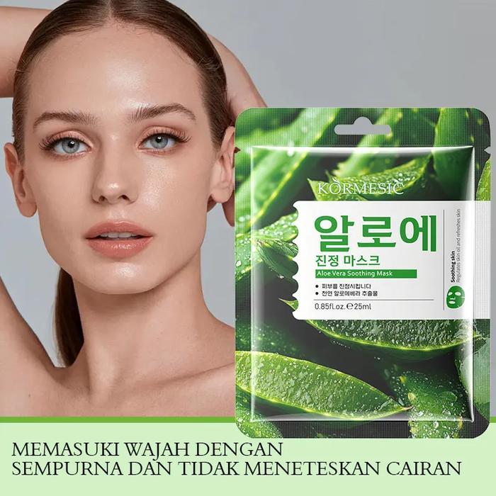 Kormesic Aloe Vera Soothing Mask Korea Masker Wajah Melembabkan Mencerahkan Bekas Jerawat