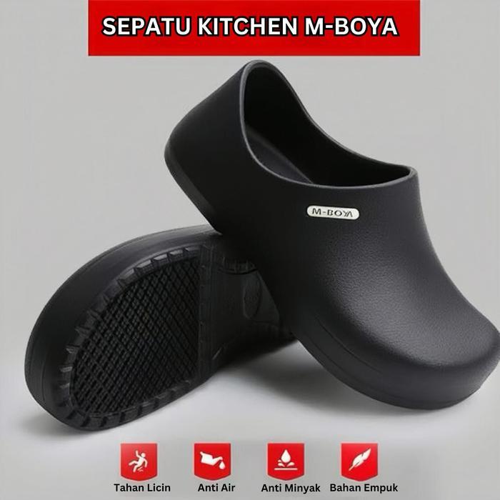 SEPATU KITCHEN ANTI-SLIP M-BOYA/CHEF SHOES M-BOYA ANTISLIP & TAHAN AIR UKURAN 36 DAN 45