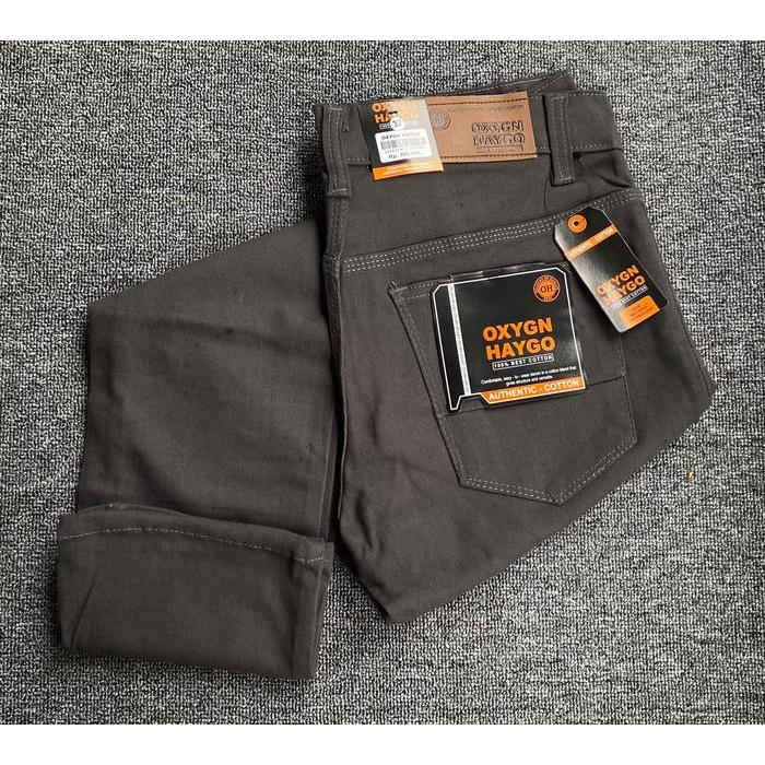 Celana Panjang Oxygen Hago Pria Model Skinny - Celana Baby Canvas Semi Denim Pria Hitam - Jeans