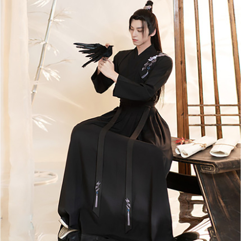Large Size 3Xl Hanfu Men Ancient Chinese Hanfu Black Sets Men Carnival Halloween Cosplay Costume