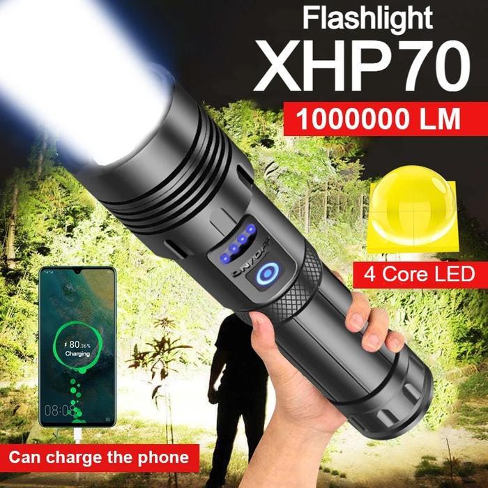 Senter Swat Led Sorot Super Terang 9000 Lumens Lampu Senter LED COB Cas USB Outdoor Senter Sorot