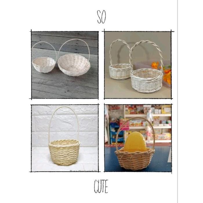 MINI RATTAN BASKET KERANJANG ROTAN BAMBU KECIL HIASAN PRAKARYA TELUR TELOR PASKAH