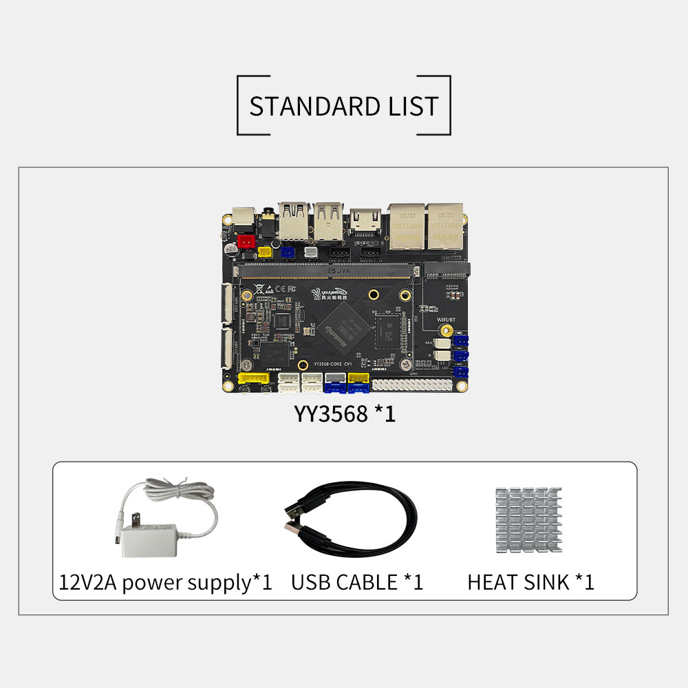 YY3568 development platform utilizes the RK3568 processor from Rockchip, featuring dual Gigabit