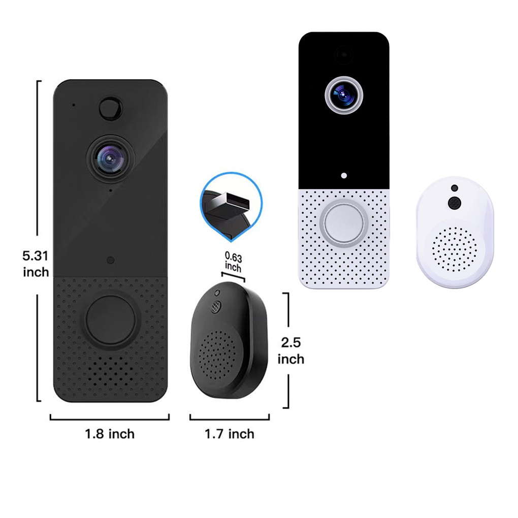 2pieces Ring Video Doorbell Camera With Intelligent AI Humanoid Detection Cloud Storage Door Camera