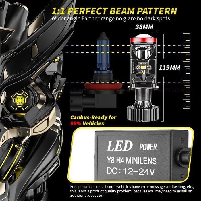 Produk Baru 2Pcs Lampu Led Mini Projie Y8D H4 120W/Lampu Led Mobil Dan Motor H4 Mini Pjector Projie