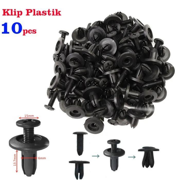 10pcs klip plastik 6mm bemper mobil - baut rivet kancing plastik