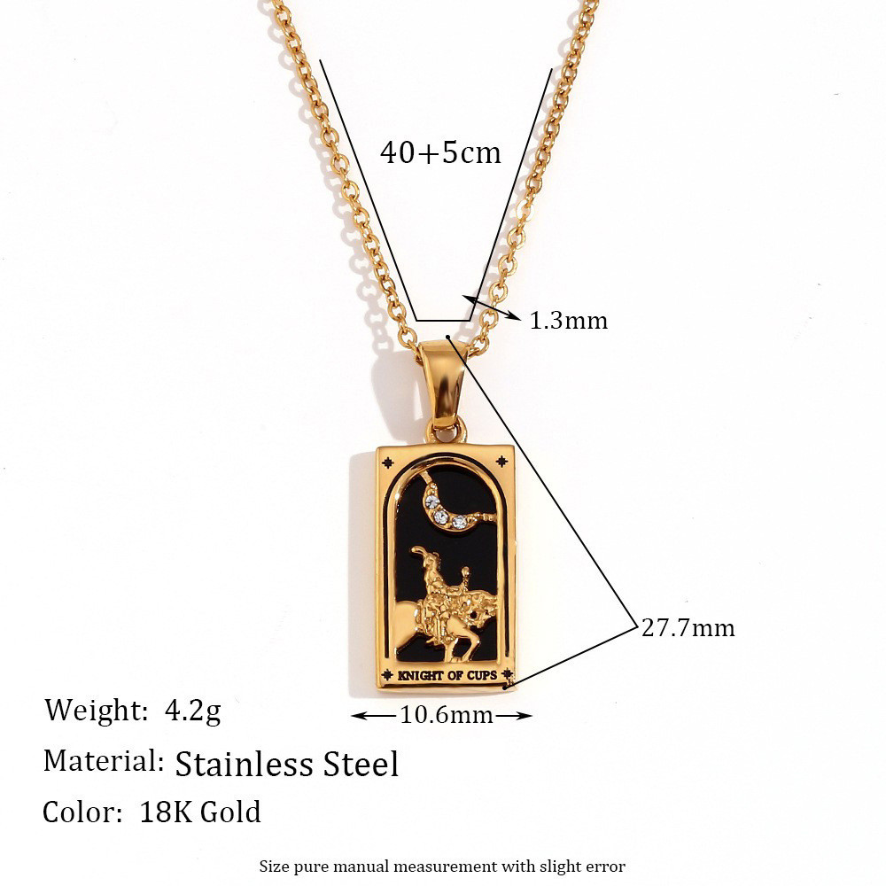 YILUOCD Original Zirconia Tarot Card Necklace Classic Tarot Queen Lover Magician Moon Wealth Amulet
