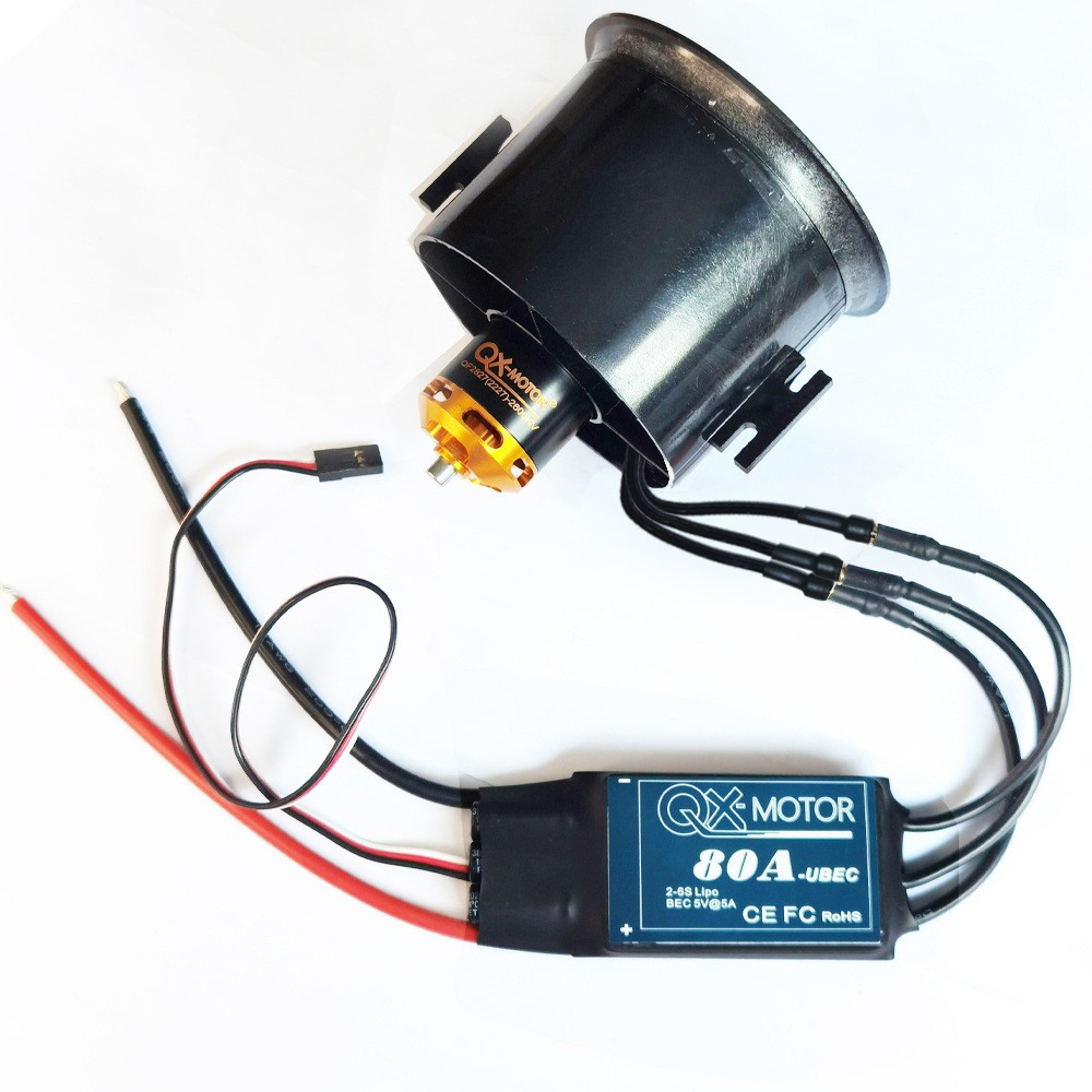 QX-MOTOR 70mm Ducted Fan EDF Jet 6S 4s 12 Blade With Motor esc for