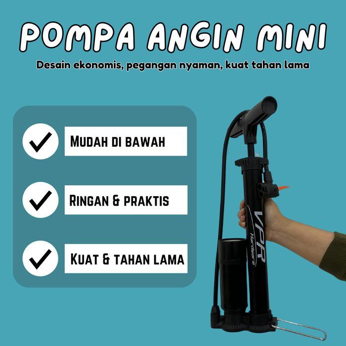 Krisbow - Pompa Angin Sepeda Motor Mobil Tabung Meter Black / High Pressure Pompa Angin Vpr Portable
