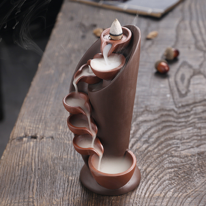 1pc Ceramic Waterfall Incense Burner Backflow Incense Burner Multifunctional Ornament (Without