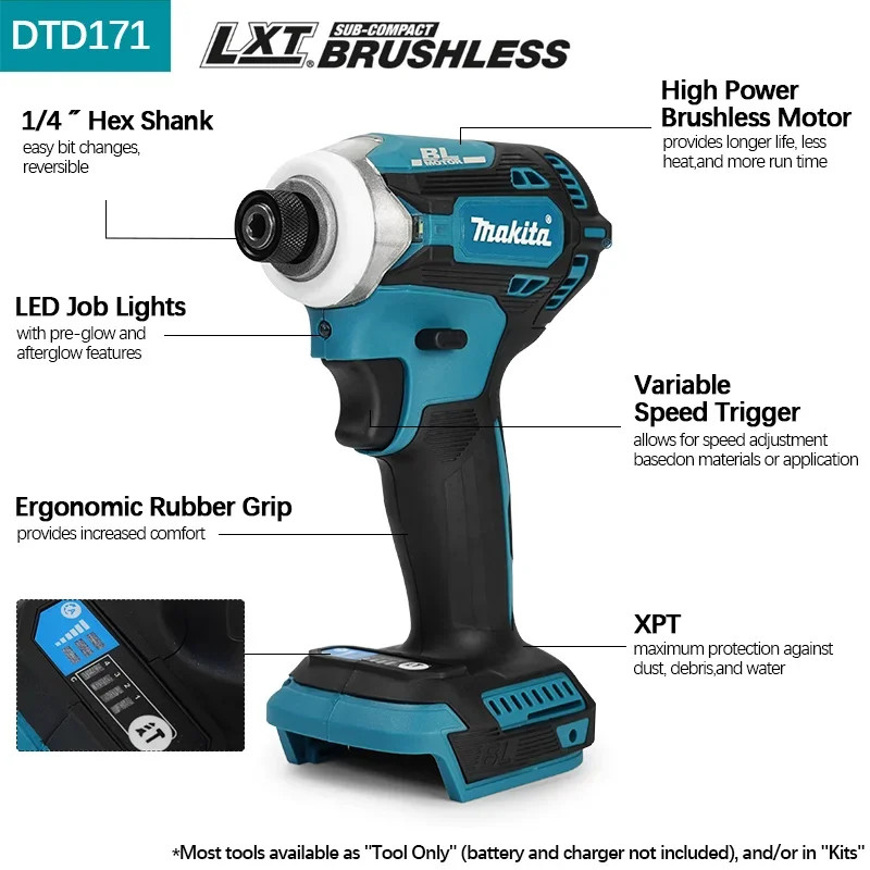 Makita DTD171 18V Brushless Electric Screwdriver Cordless Impact Driver for Construction Home Repair