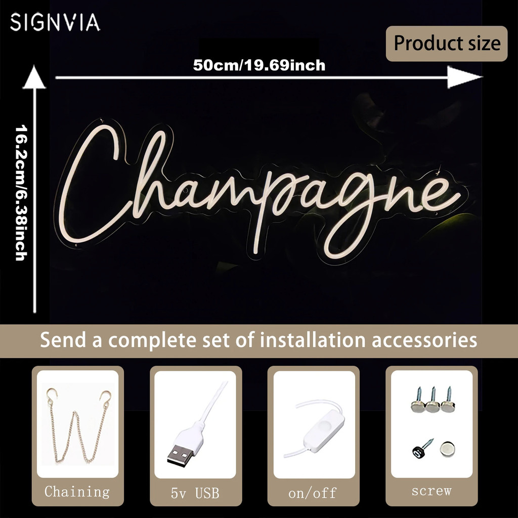 Neon Light Sign Champagne Night Light Neon Sign Room Decor Home Party Bar Cabaret Club LED Neon Sign