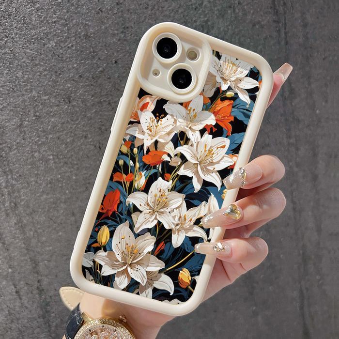Casing Hp Untuk Oppo Reno 6 Case Kesing Telepon Pola Bunga Putih Baru Softcase Casing Pelindung