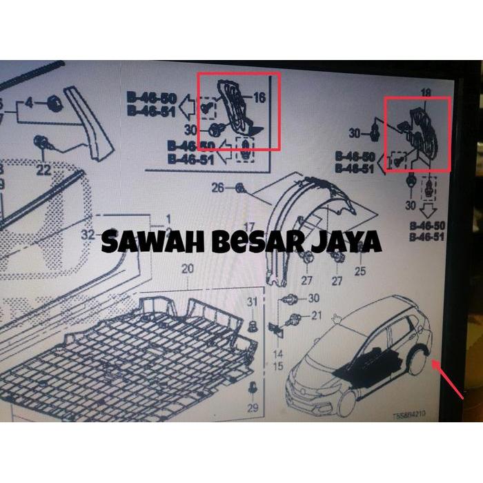 INNER LINER FENDER - COVER PLASTIK SPAKBOR BUMPER BEMPER BELAKANG HONDA JAZZ RS GK5 FACELIFT 2018