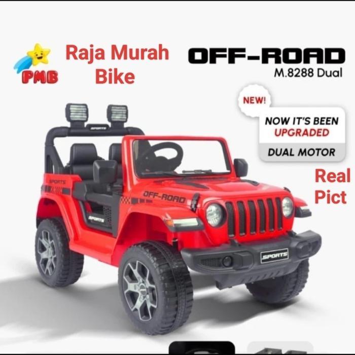 New Mobil Aki Anak Pmb M-8288 Mainan Anak Mobilan Aki Jeep Rubicon Pmb 8288